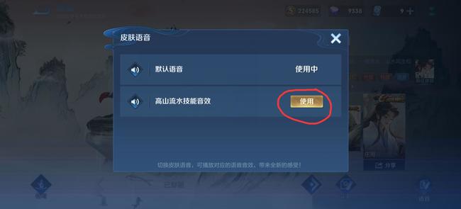 王者荣耀庄周高山流水皮肤语音怎么使用？