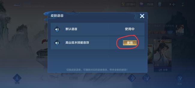 王者荣耀高山流水技能音效怎么用？