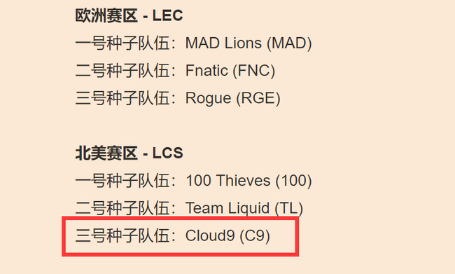 LOL战队c9是哪个国家的？