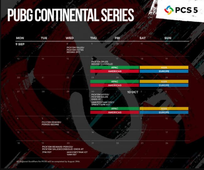 绝地求生洲际赛pcs5什么时候开始？