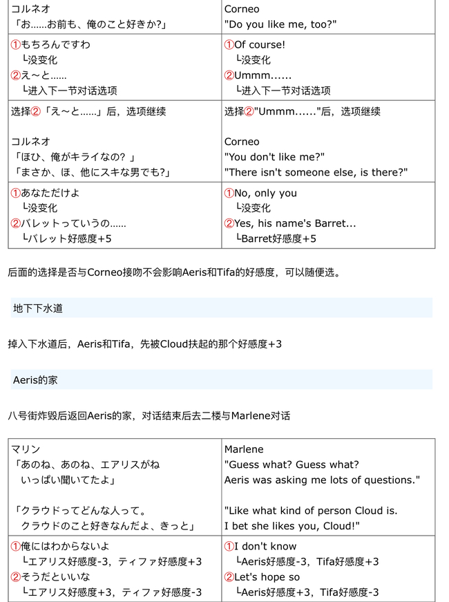 最终幻想7对话选项会对剧情造成影响吗？