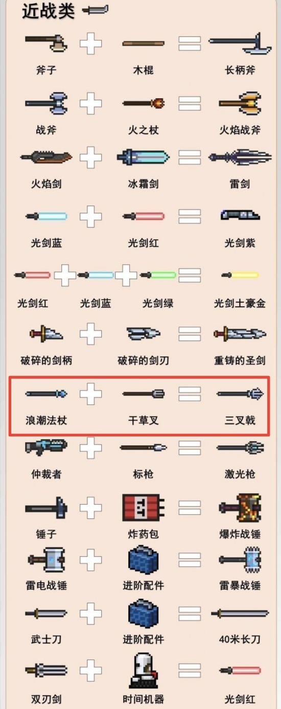 元气骑士三叉戟可以和什么合成？