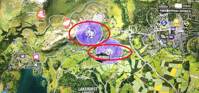 地平线4紫色圈详细位置？