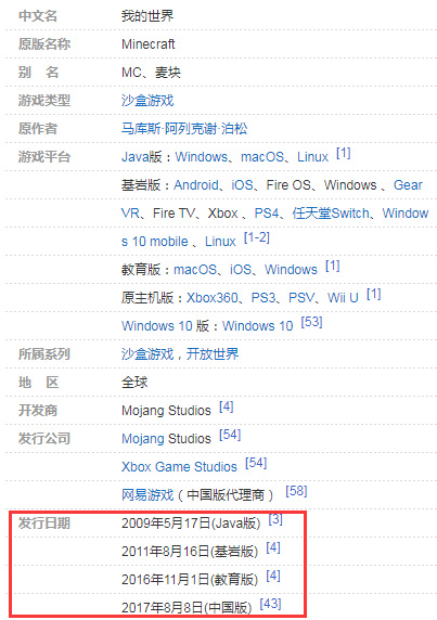 minecraft发行时间是什么时候？