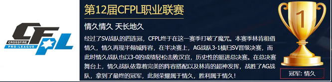 穿越火线pls12是情久第几次获得cfpl联赛冠军？