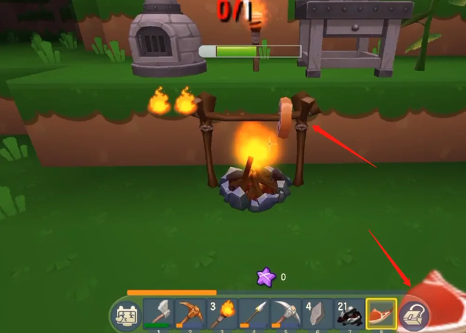 迷你世界怎么用篝火烤东西？