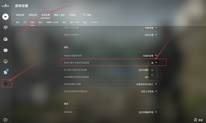 csgo死亡后没有两边队友血条显示怎么回事？