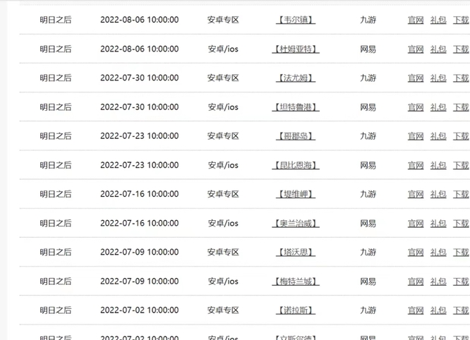 明日之后22下半年新区时间表是什么样的？